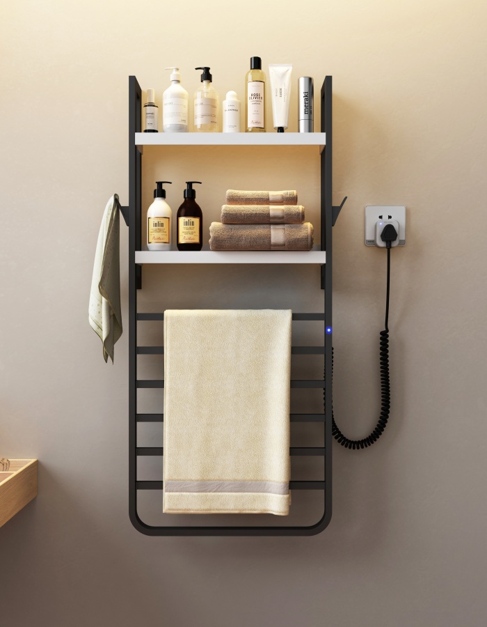 R-112CB 智能电热毛巾架、卫生间毛巾烘干架、烘干毛巾架、加热毛巾架、毛巾加热架、电热毛巾杆